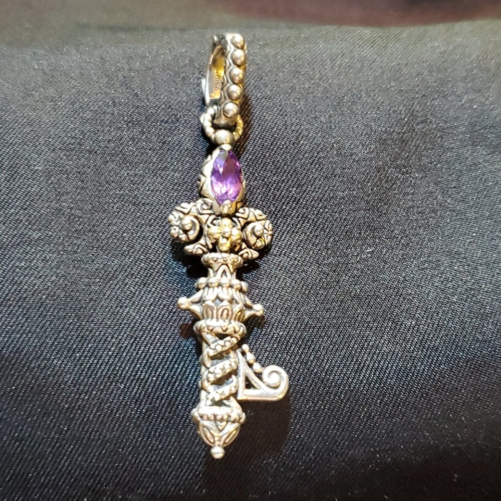 Barbara Bixby 18k & Amethyst Fleur De Key Pendant